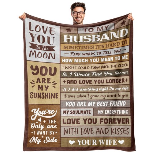 BAOERN Gifts for Husband from Wife - Valentines Day Gifts for Him - Birthday Gift for Husband - Anniversary Wedding Gift for Men - Best Husband's Ever Present - to My Husbands Blanket 60"x80"