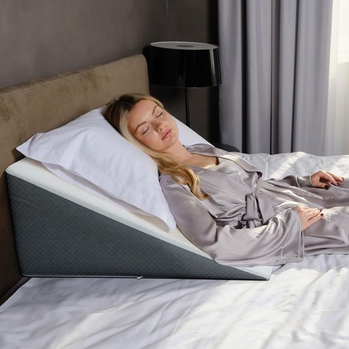 Kolbs Bed Wedge Pillow - Chic Jacquard Cover for Acid Reflux Relief | 12-Inch Height