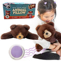 Lunapuer Bear Sensory Weighted Vibrating Pillow, Pressure Activated for Kids Adults, Plush Minky Soft Size: 11 by 20 inches Pillow Animal, Calming Therapy for Focus and Balance for Gift Birthday