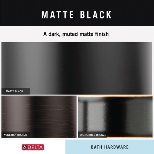 DELTA FAUCET Rubber Limited 77655-BL Stryke Wall Mount Pivot Arm Toilet Paper Holder Bath Hardware Accessory in Matte Black