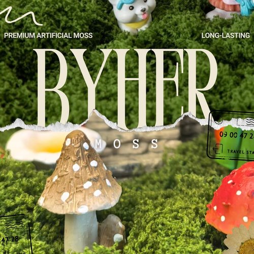 BYHER Fake Moss for Plants Indoor, 7OZ Value Pack - Artificial Grass for Crafts, Floral Arrangements & Potted Plants, Natural Moss Alternative for Terrariums, Fairy Gardens (Light Green)