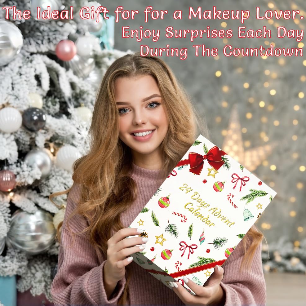 Skiennix Makeup Advent Calendar 2025 - 24-Day Christmas Gift Set for Women & Teens | Holiday Countdown Kit