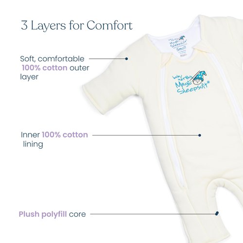 Magic Sleepsuit Baby Merlin's Cotton Baby Swaddle Transition Product - Soft and Breathable Design, Double Zipper for Easy Diaper Changes, Promotes Safe Sleep - Pink - Large 18-21lbs
