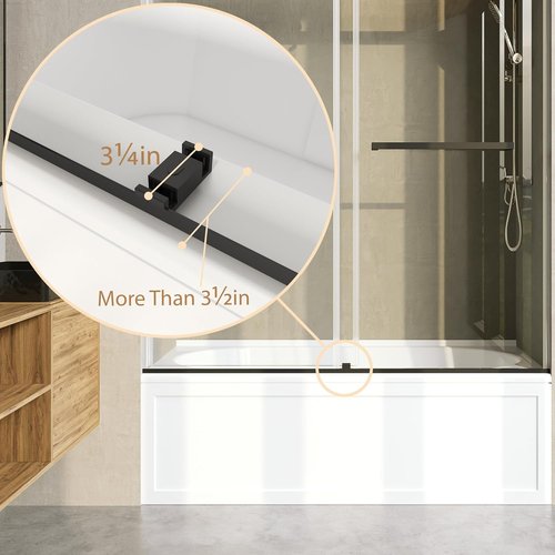 Frameless Bathtub Shower Door - 3/8" Clear Tempered Glass | Double Sliding, Brushed Gold Finish, 56"-60" Wide