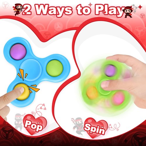 Shemira 24 Pack Valentine's Day Cards for Kids with Fidget Spinners Toys, Sensory Fidget Toys’ for School Classroom Valentine's Gifts Exchange, Spinners Toy for Valentine's Party Favors