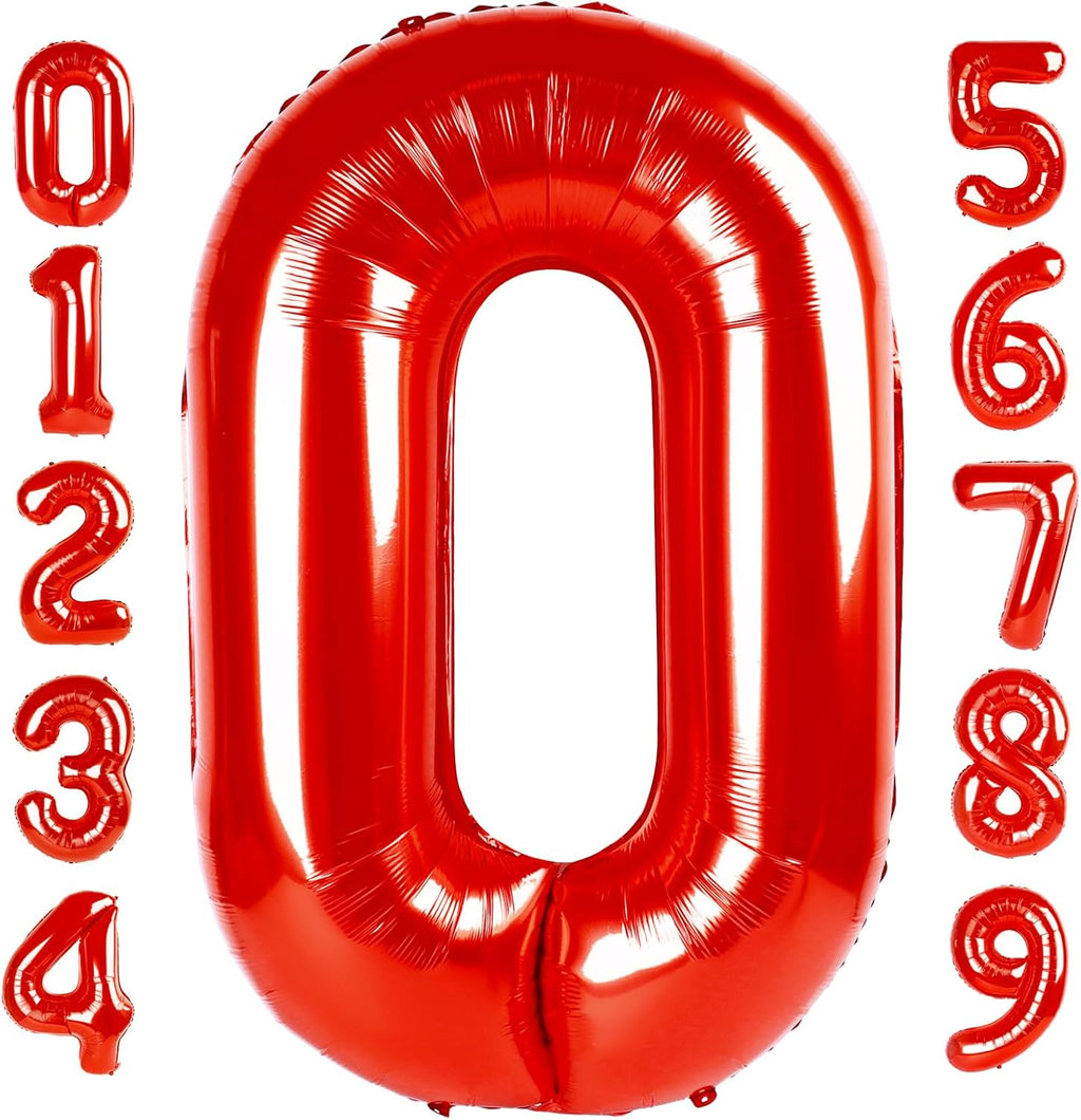 Number 0 Balloons - 40 Inch Red Number Balloons for Birthday, Wedding, Baby Shower Decorations