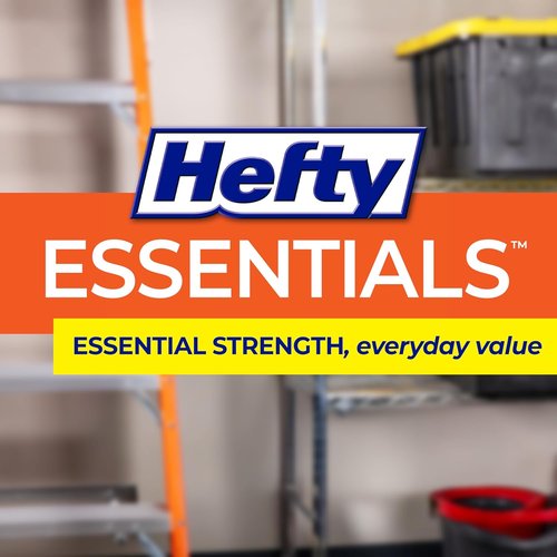 Hefty Essentials 30 Gallon Drawstring Trash Bags - 56 Count | Scent-Free Black Garbage Bags for Large Items