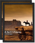 A PLUS MAX 8.5x11 Picture Frame Set of 2 - Lightweight Black Engineered Wood Frames for Photos
