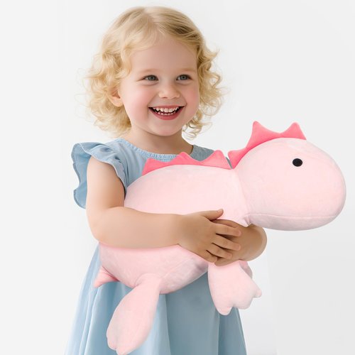 BESTVIVE 3.5lbs Weighted Dinosaur Plush 24 Inch,Pink Soft Stuffed Dino Weighted Plush Animal Dinosaur Throws Pillows
