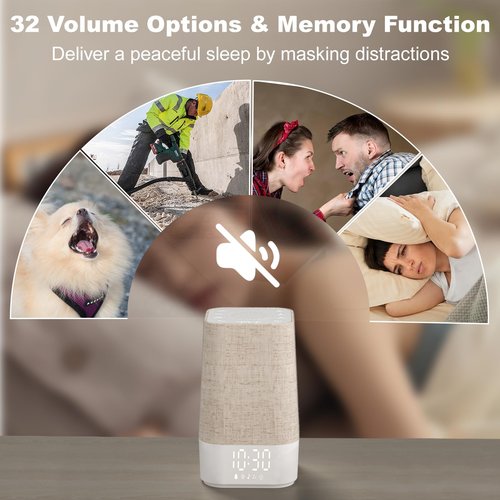 4-in-1 Sunrise Alarm Clock White Noise Sound Machine for Heavy Sleepers, Adults & Kids – Gentle Wake Up Light Alarm Clock with 30 Soothing Sounds, Dimmable Amber Breathing Night Light for Bedrooms