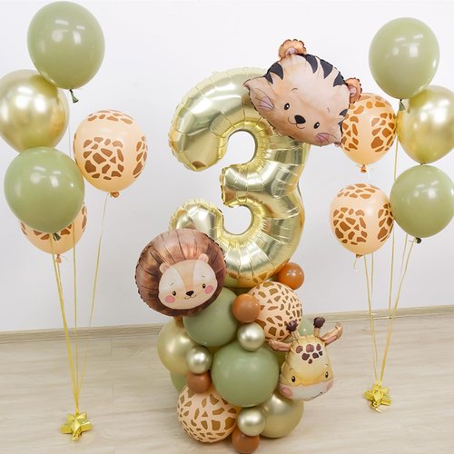 Jungle Safari Birthday Balloons, Wild One Animal Balloons Safari Birthday Party Supplies for Safari Birthday Wedding Shower Party Decorations