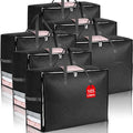 6Pack 105L Extra Large Blanket Comforter Storage Bags, Foldable Storage Bags for King Comforter Bedding Pillow Sheet Clothes with Handles Zippers Clear Window Closet Organizers and Storages, Black