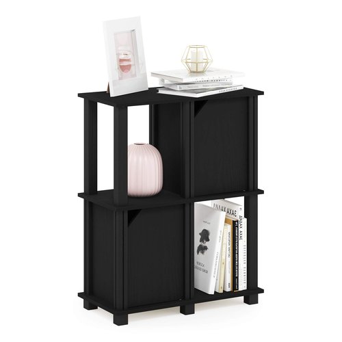 FURINNO Brahms Storage Shelf, 3-Tier, Black Oak/Black