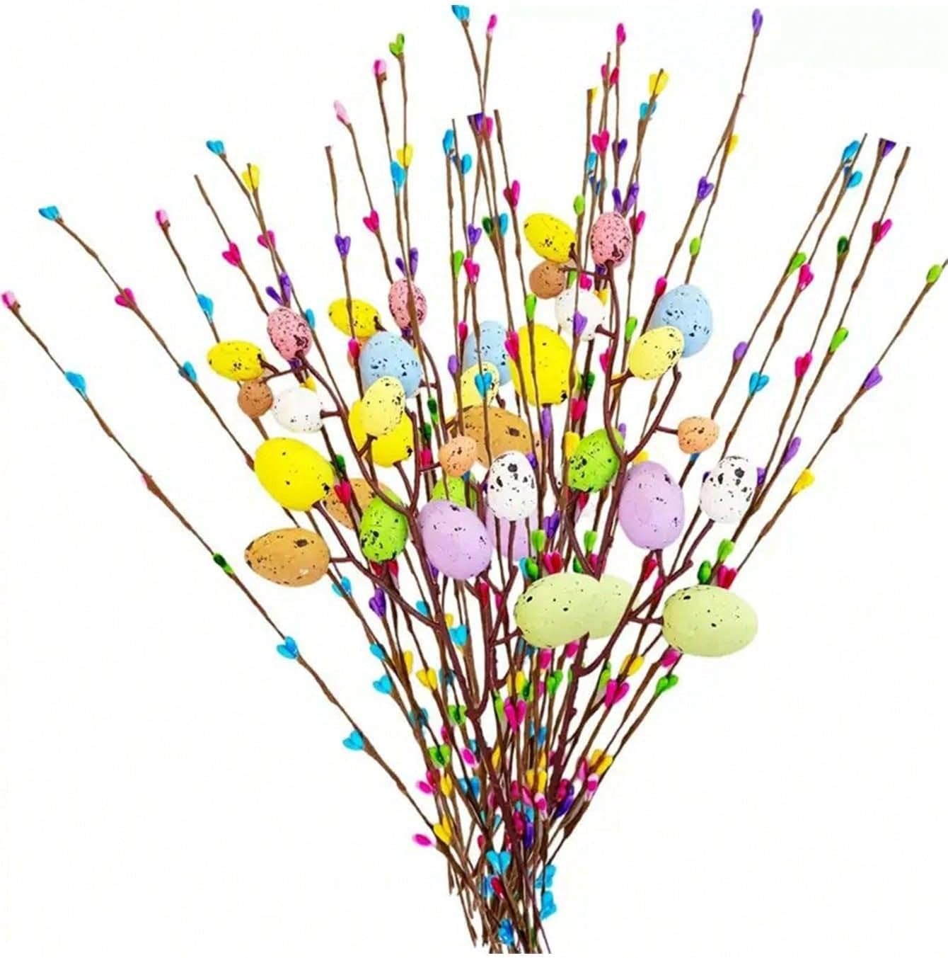 Skiennix 13PCS Artificial Easter Spray Vines - Pastel Eggs & Berries for Spring Decor