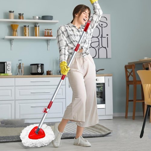 SuperAbound 2 Pack Spin Mop Replace Heads for Cedar EasyWring 1 Tank, 30”-58" Mop Handle, Mop Base and Scrub Brush Combo Set Replacement, Microfiber Mop Refills
