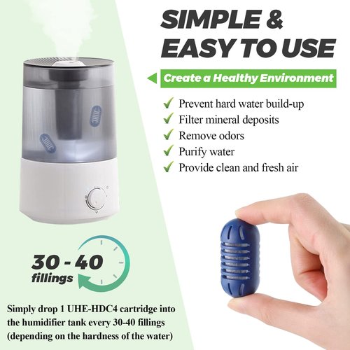 Techecook 20Pack Demineralization Cartridge Fit for HoMedics Ultrasonic Humidifier Demineralization Cartridge Filter UHE-HDC4, Eliminate White Mist|Prevent Hard Water Build-Up|Filter Mineral Deposits