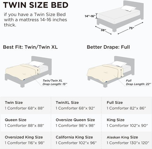 Bedsure Comforter Duvet Insert - All-Season Twin Size Quilted Bedding, GentleSoft Down Alternative, Black 88 x 68 Inches