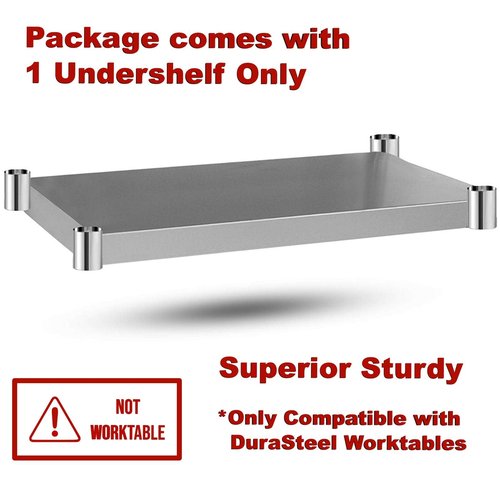 DuraSteel Galvanized Under Shelf for Work Tables - Extra Adjustable Lower Shelf for 24" x 18" Stainless Steel and Wooden Worktables - Fits for use in Restaurant, Warehouse, Home, Kitchen, Garage