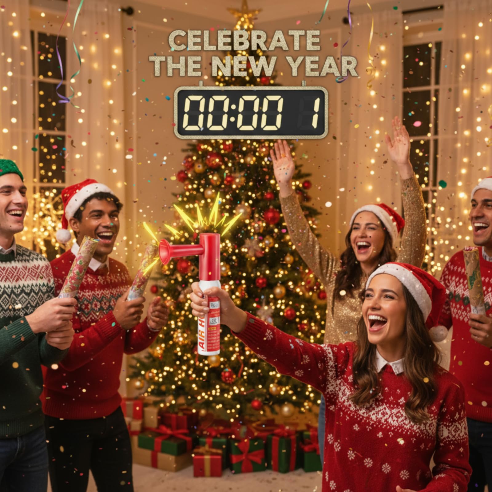 1 Pack Mini Air Horn for Personal Safety, 0.88 Oz Stadium Air Horn Prank, Portable Blow Noise Maker for Sporting Events, Football Games, Dogs, Party, Birthdays,Graduation Mini Noisemakers (Red)