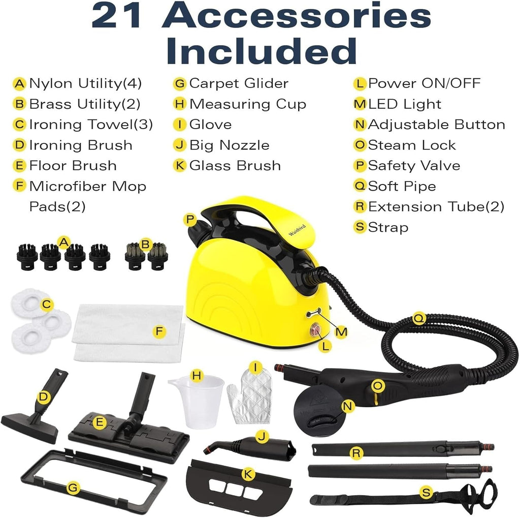 Waitbird Handheld Steam Cleaner - 21 Accessories Included | 248°F High Temperature for Home Use