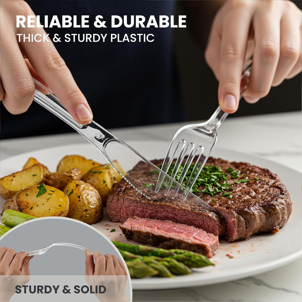 Regine Switzerland Extra Heavy Duty Clear Plastic Forks - 240 Count, BPA-Free & Heat Resistant Utensils for Events
