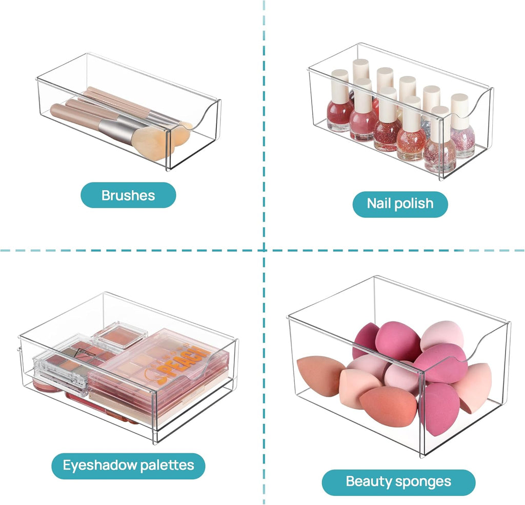 Vtopmart Acrylic Organizer - 8 Drawer Clear Makeup & Office Storage Solution | Dustproof Design