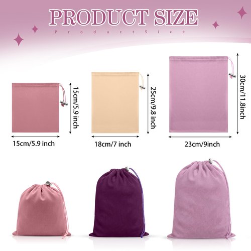 Hillban 6 Pcs Adult Toy Storage Bags Satin Drawstring Gift Bags Adjustable Silk Pouch Lightweight Multipurpose Foldable Stuff Sack Travel Bag for Women, 3 Sizes(Sml,Pink and Purple)