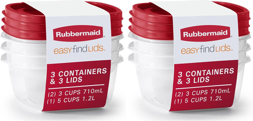 Rubbermaid EasyFindLids Food Storage Containers - BPA-Free, Microwave & Dishwasher Safe, Racer Red | Pack of 12