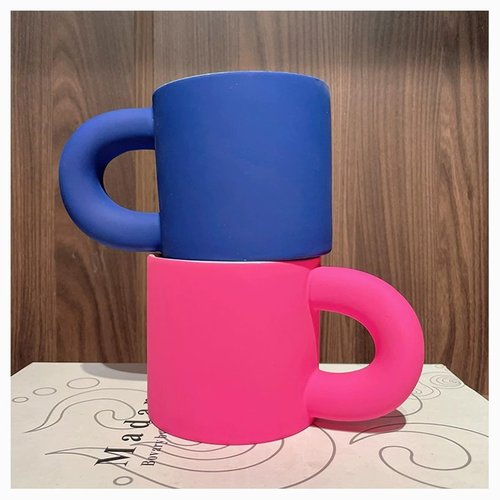 Exodmx Pink Ceramic Mug, 11oz Pink Coffee Cup with Soft-Touch and Dishwasher Safe