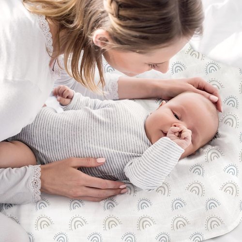Graceful Muslin Baby Burp Cloths - Large 27 x 27 Inches, 6 Pack for Newborns in Elegant Colors
