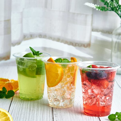 Lilymicky 1000 Pack 12 oz Clear Plastic Cups, PET Disposable Drinking Cups, Crystal Clear, Perfect for Ice Coffee, Smoothie, Soda, or Any Cold Drinks