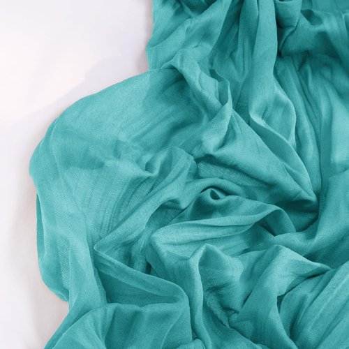 DeZerlor Teal Green Cheesecloth Table Runner Spring Easter Table Runner Boho Gauze 120 Inches Turquoise Cheese Cloth Table Decor for Wedding Bridal Baby Shower Parties