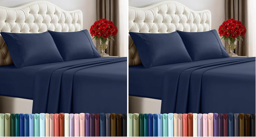 Utopia Bedding Queen Size Sheet Set - Soft & Breathable 4-Piece Microfiber Bedding | Navy Color