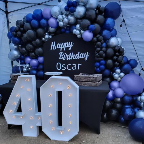 Metallic Navy Blue & Silver Balloons - Perfect for Kids' Birthday, Space Party, or Baby Shower