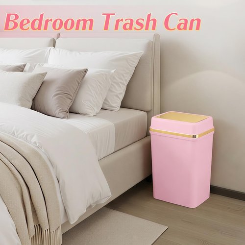 WSBArt Bathroom Trash Can with Lid 4 Gallon Pink Trash Can Bedroom Trash Can Small Garbage Can with 300 Counts Trash Bags for Small Bathroom Bedroom Office