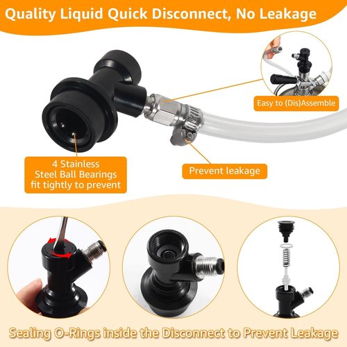 Dbgogo 3FT Ball Lock Beer Line Assembly Kit - 5/16" Liquid Line with Picnic Tap Faucet & Quick Disconnect PVC Tubing Ball Lock Picnic Tap for Corny Keg Ball Lock Keg Beer Dispenser Soda Dispensing