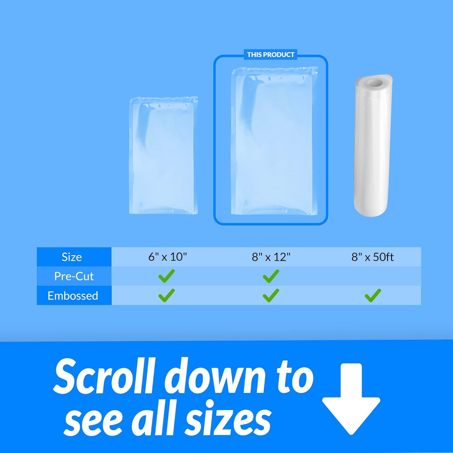 Reli. Vacuum Sealer Bags - 200 Pack | Pre-Cut Embossed Food Storage Bags | BPA Free, Quart Size, Clear