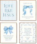 LARTSFRO Coquette Blue Bow Wall Art Decor - Inspirational Christian Posters for Teen Girls | 10x8 Inch Set of 4 Unframed