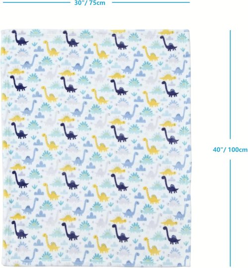 CREVENT Cozy Fluffy Fleece Baby Crib Blanket - 30''X40'' Dinosaur Design for Infants & Toddlers
