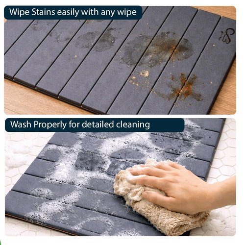 Premium Foldable Diatomaceous Stone Bath Mat – 23 x 15 Inches Super Absorbent Bathroom Floor Mat, Non-Slip & Easy to Clean, Space-Saving Foldable Design, Ideal for Bathroom, Kitchen & Indoor Use