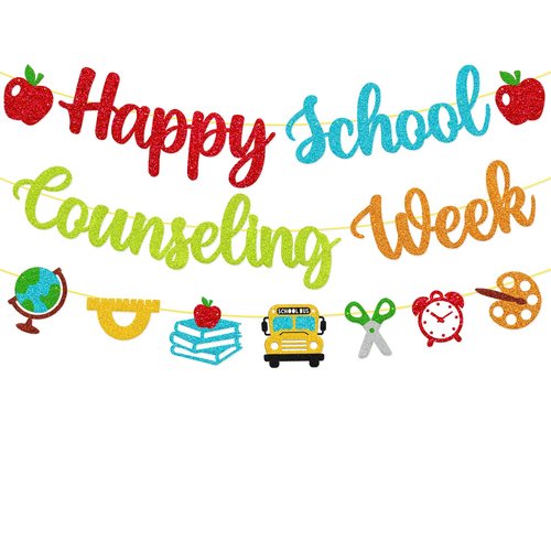 Happy School Counseling Week Banner National School Counseling Decoration NSCW Counselors Appreciation Backdrop We Love Our Counselors Decor Pre-Strung