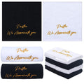 HunnmingRe 4 Pack 13.8 Inch Pastor Towels for Men Christian Embroidered Cross Cotton Hand Towels Appreciation Gifts with Clergy Dove for Christian Church Clergy(Black White,Appreciate)