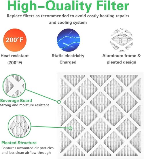 MERV 8 10x10x1 Furnace Air Filters by [Brand Name] - 6 Pack HVAC Replacement | Efficient Dust & Allergen Filtering