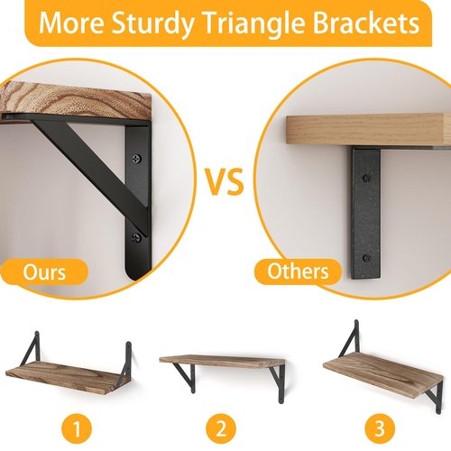 YGEOMER 4 Pack Wall Shelves Floating Shelves for Bedroom, Bathroom Storage, Living Room and Kitchen Farmhouse Decor(Different Sizes)