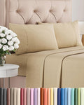 Cal King Size Sheet Set by Skiennix - Comfy Breathable Cooling Bedding - Luxury Tan Color with Deep Pockets
