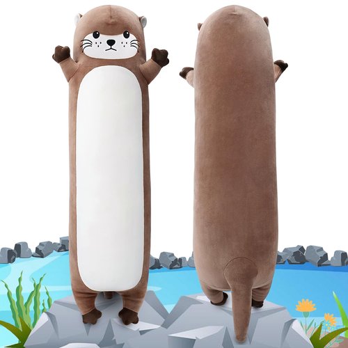 Sprinqdawin Large Otter Stuffed Animal,33.5” Long Otter Plush,Cute Plushies Animal Body Pillow,Kawaii Big Plush Toys Animals Gifts,Animals Sleeping Hugging Pillow Cushion for Kids Birthday