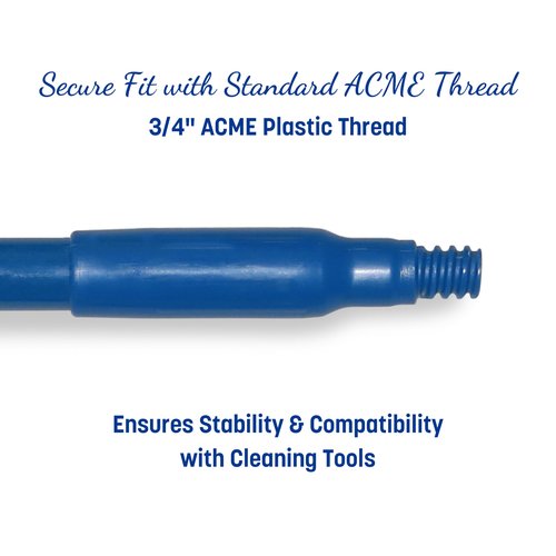 SPARTA 41225EC14 Fiberglass Broom Handle, Mop Handle, Replacement Handle With Acme Threaded Tip For Commercial Cleaning, 48 Inches, Blue