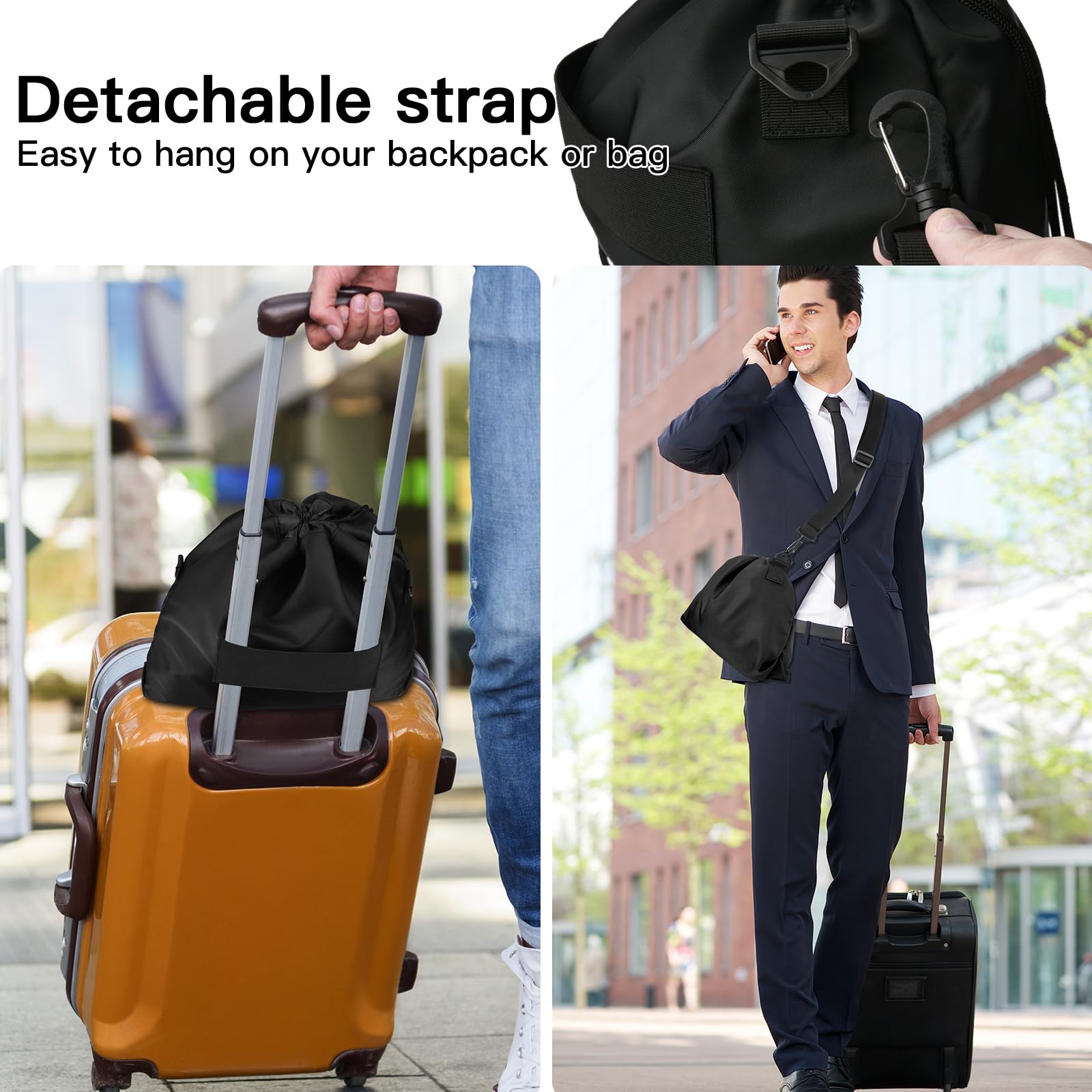 Homakover Travel Neck Pillow Bag for Memory Foam Travel Pillow,Luggage Travel Pillow Drawstring Bag Carrying Case with Trolley Sleeve&Adjustable Strap,Easily Attaches to Luggage,Backpacks