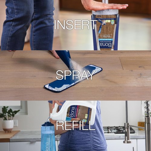 Bona Hardwood Floor Cleaner - Refillable 34 fl oz Unscented Cartridge | Residue-Free Solution for Wood Floors