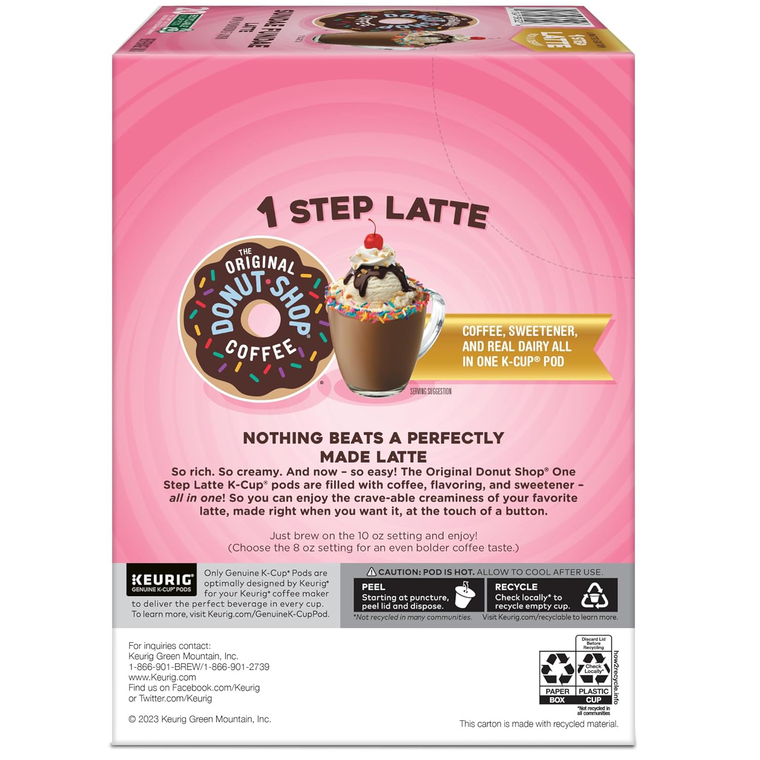 Original Donut Shop K-Cup Pods - Sundae Fundae One-Step Latte, 20 Count for Keurig Machines